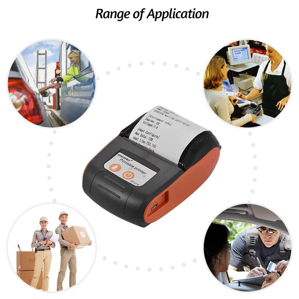 Mini Imprimante de Tickets Portable sans Fil - Bluetooth 58mm - Compatible iOS, Android, PC